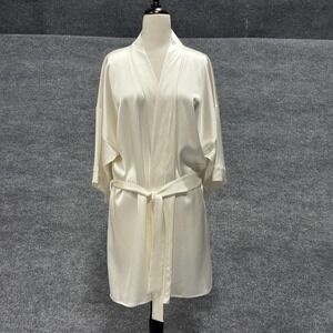 Mayda Cisneros Robe Womens One Size Ivory Satin Kimono Belted Bridal Dressing